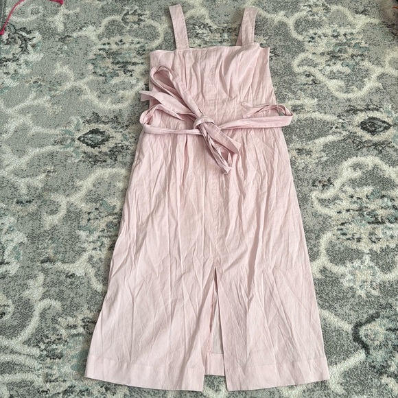 Vince Linen-Blend Square-Neck Midi Dress - Picture 2 of 11